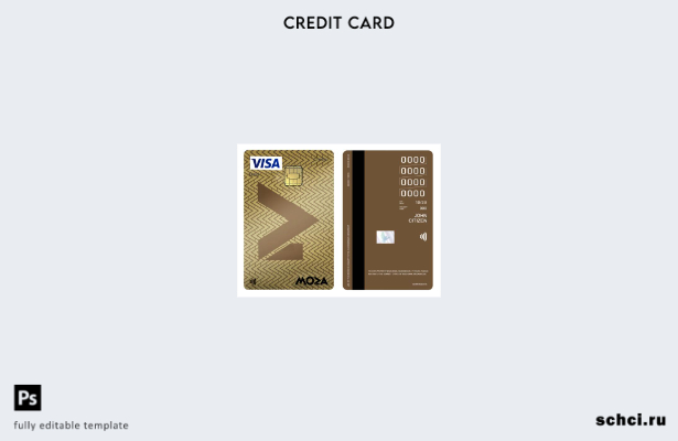 цифровая загрузка Мозамбик Moza Bank шаблон Visa Gold кредитной вертикальной кар